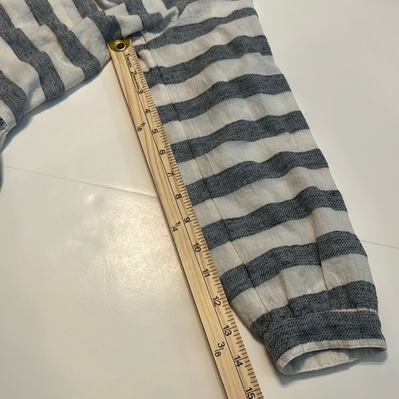 Lucky Brand Long Sleeve Blue-Grey Stripe Peplum Top Size M - Picture 8 of 13